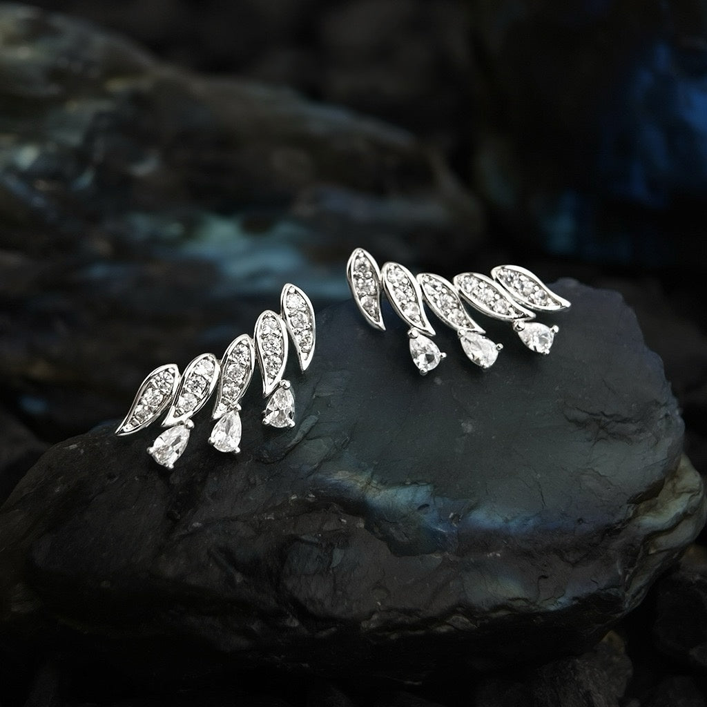 Crystal Leaf Climber Earrings