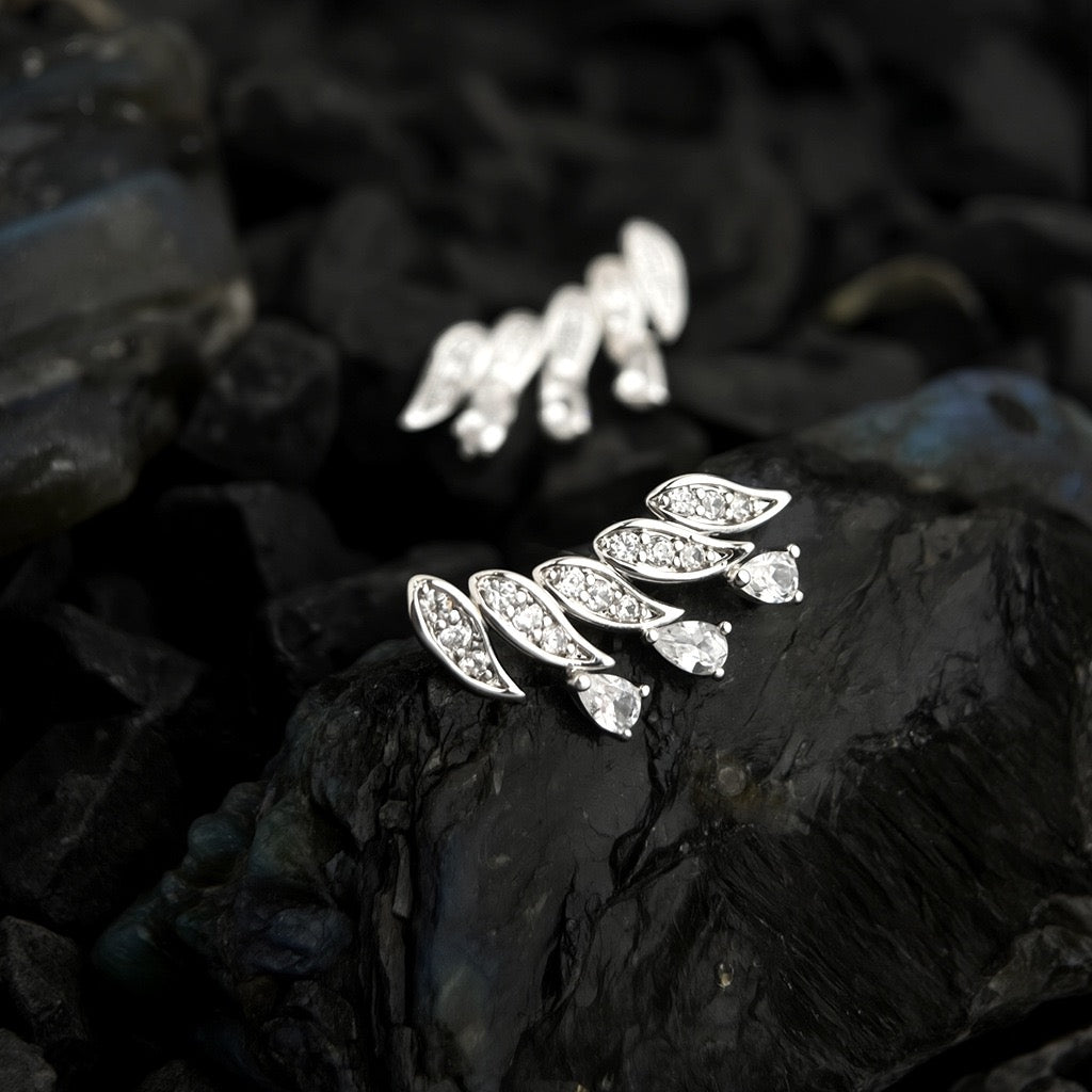 Crystal Leaf Climber Earrings
