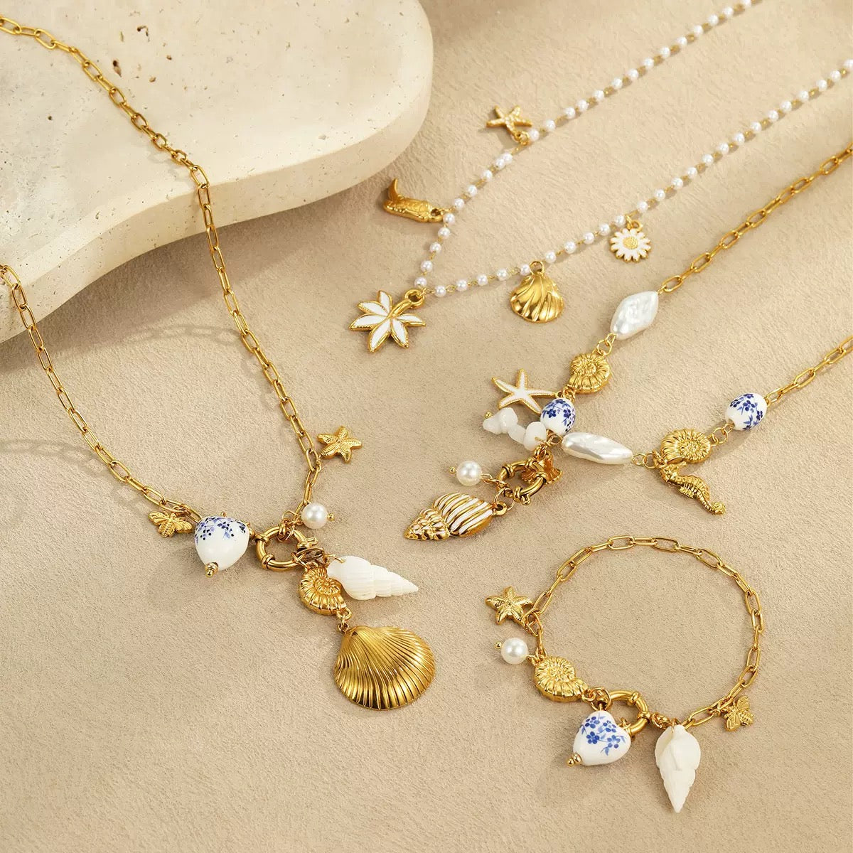 Pearl Leaf Charm Necklace