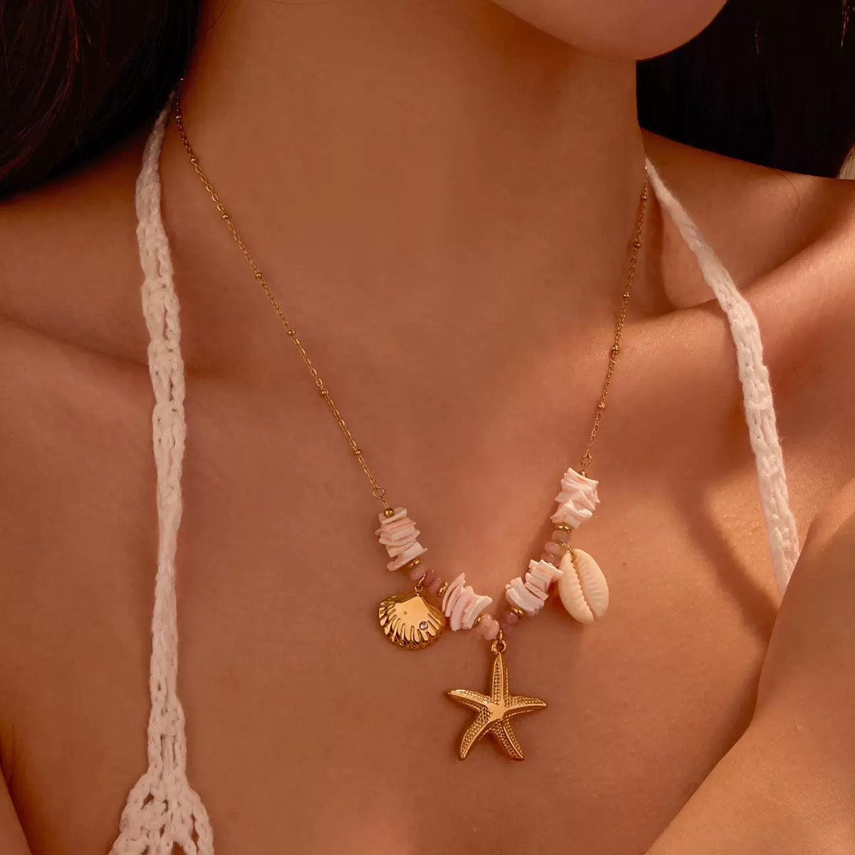 Starfish & Seashells Charm Necklace