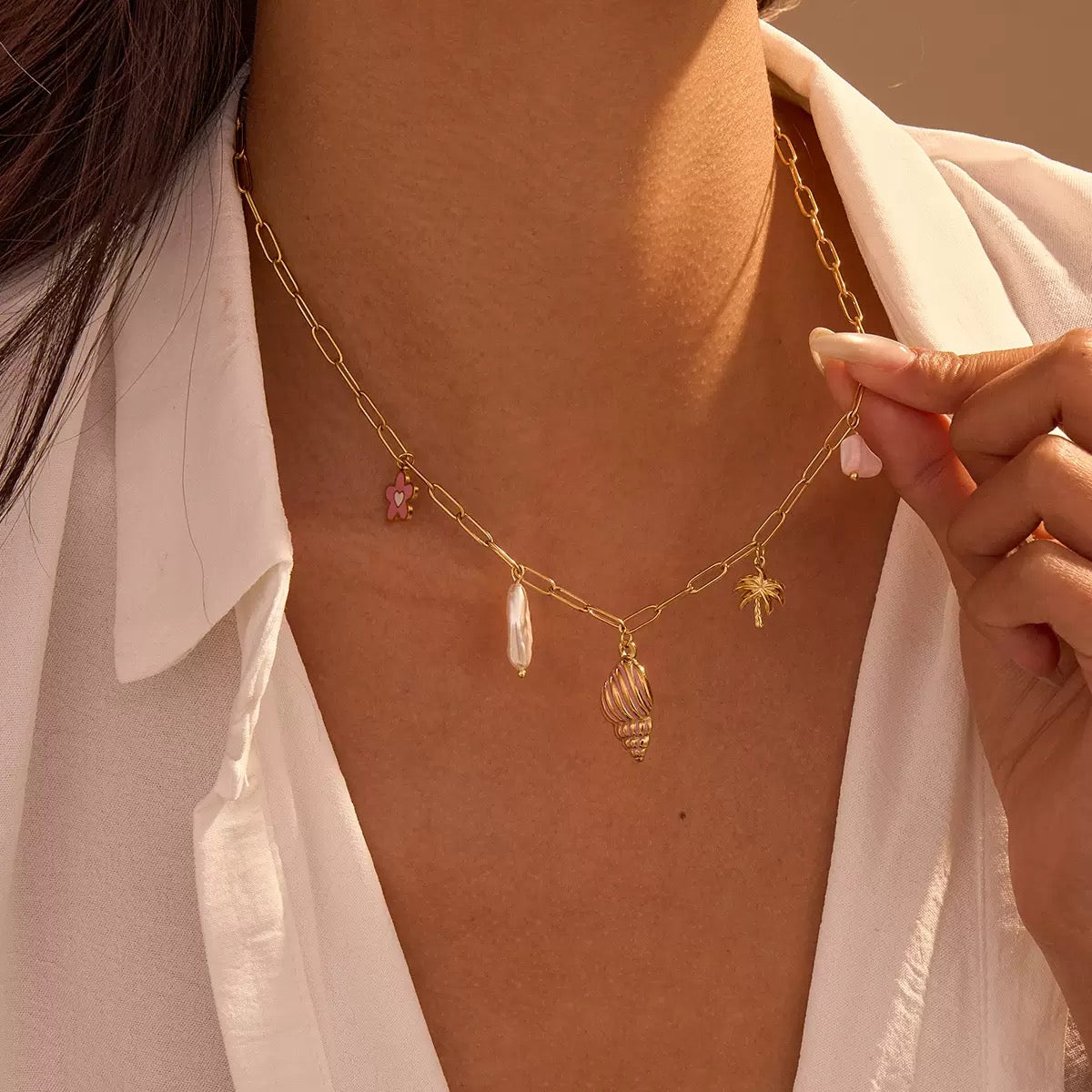 Pink Coastal Charms Necklace