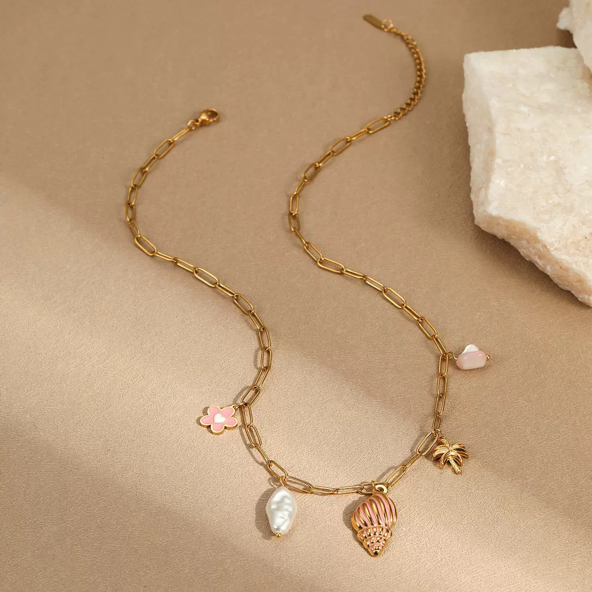 Pink Coastal Charms Necklace