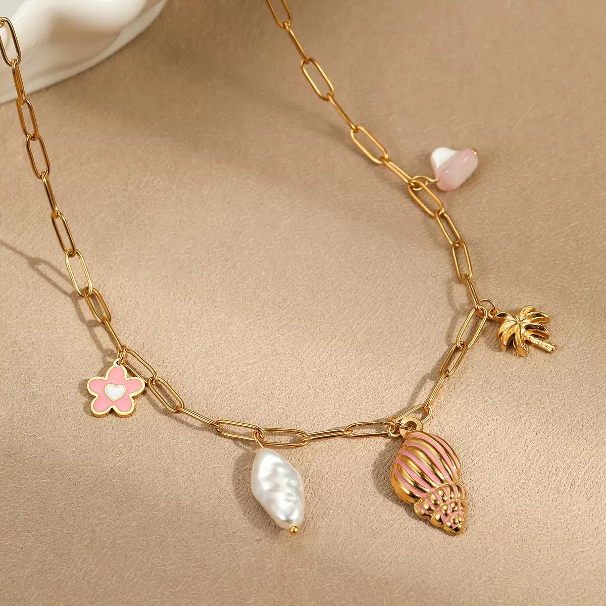 Pink Coastal Charms Necklace