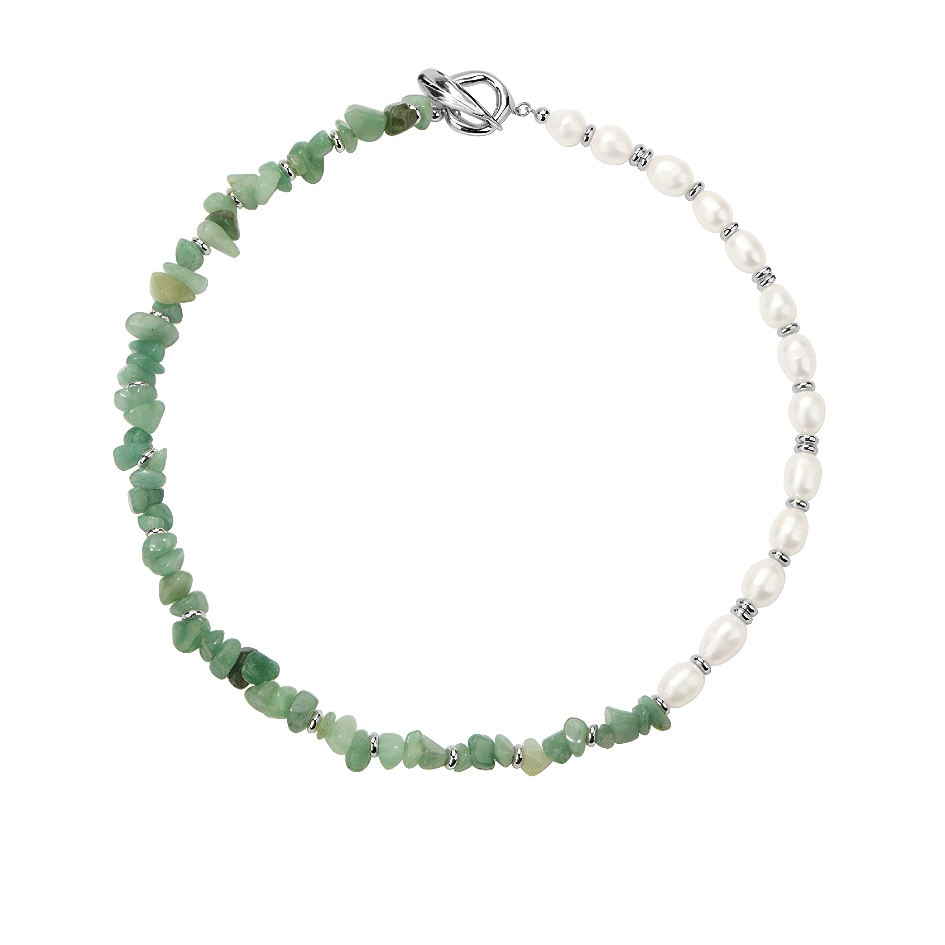 Copper Alloy Imitation Pearl Necklace - Muse Collection OT-Clasp Necklace