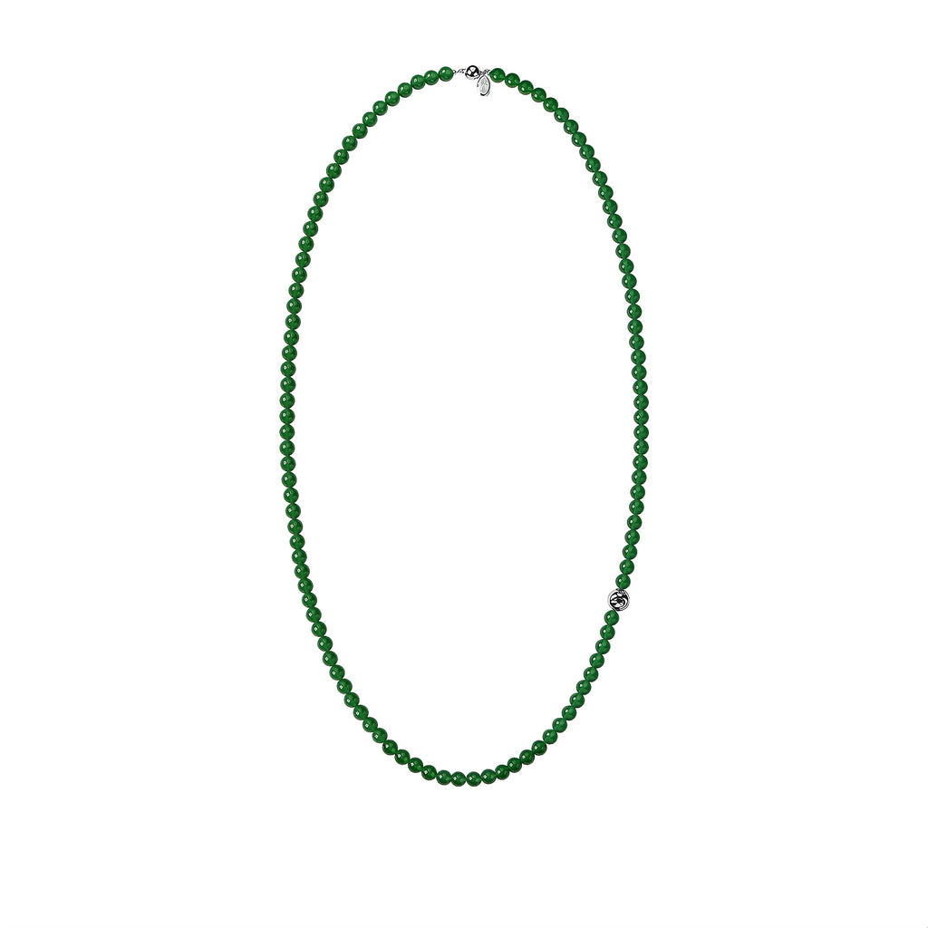 Long Necklace with Sunstone Dented Silver Spheres