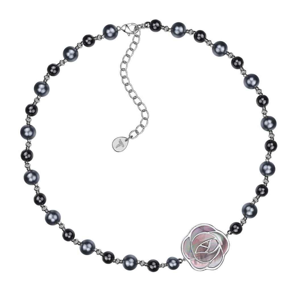 Black Mother-of-Pearl Rose Pearl Short Necklace