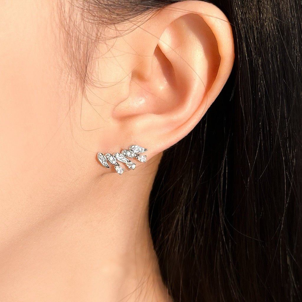 Crystal Leaf Climber Earrings